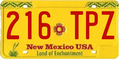 NM license plate 216TPZ