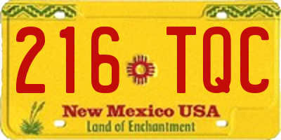 NM license plate 216TQC