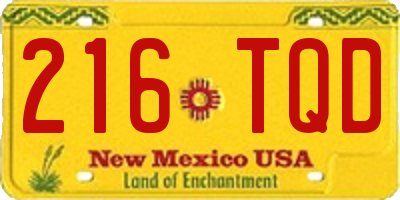 NM license plate 216TQD