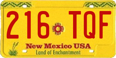 NM license plate 216TQF