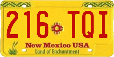 NM license plate 216TQI