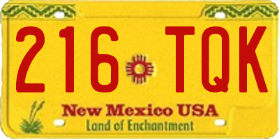 NM license plate 216TQK