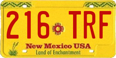 NM license plate 216TRF