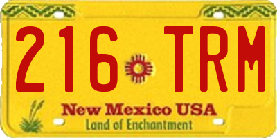 NM license plate 216TRM