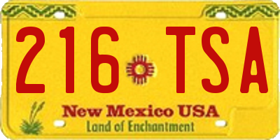 NM license plate 216TSA