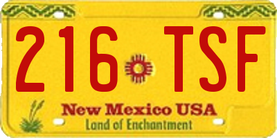 NM license plate 216TSF