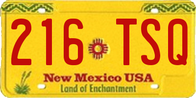 NM license plate 216TSQ