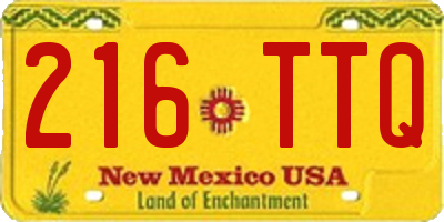 NM license plate 216TTQ