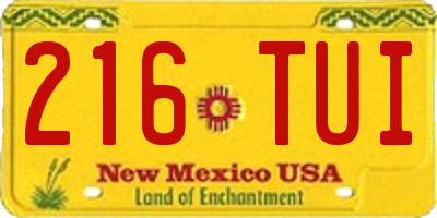 NM license plate 216TUI