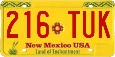 NM license plate 216TUK