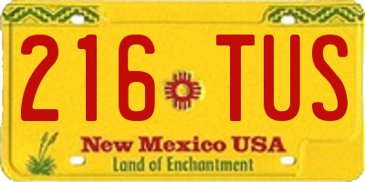 NM license plate 216TUS