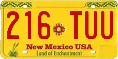 NM license plate 216TUU