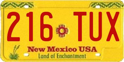 NM license plate 216TUX