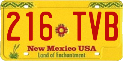 NM license plate 216TVB