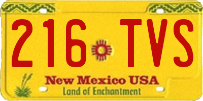 NM license plate 216TVS