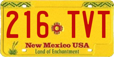 NM license plate 216TVT