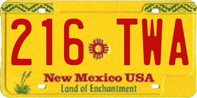 NM license plate 216TWA