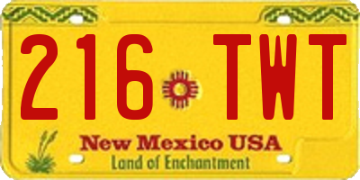 NM license plate 216TWT