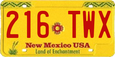 NM license plate 216TWX