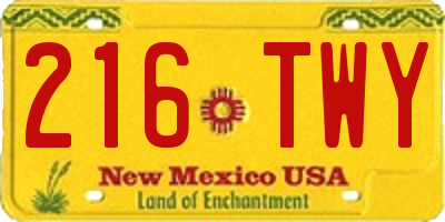 NM license plate 216TWY