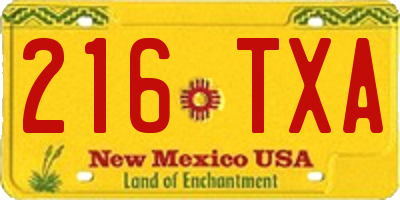 NM license plate 216TXA
