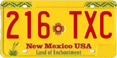 NM license plate 216TXC