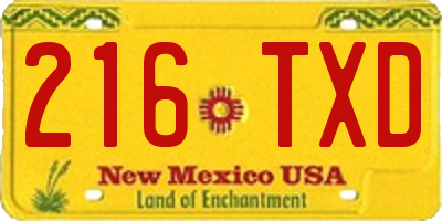 NM license plate 216TXD