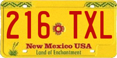 NM license plate 216TXL