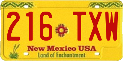 NM license plate 216TXW