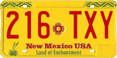 NM license plate 216TXY
