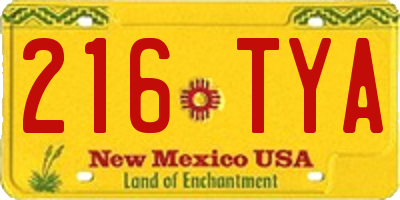 NM license plate 216TYA