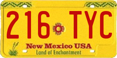 NM license plate 216TYC