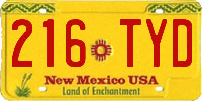 NM license plate 216TYD