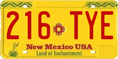 NM license plate 216TYE