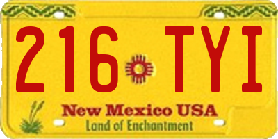 NM license plate 216TYI