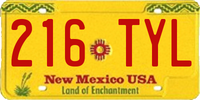 NM license plate 216TYL