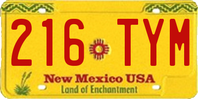NM license plate 216TYM