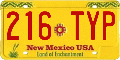 NM license plate 216TYP