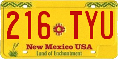 NM license plate 216TYU