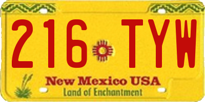 NM license plate 216TYW
