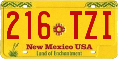 NM license plate 216TZI
