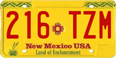 NM license plate 216TZM