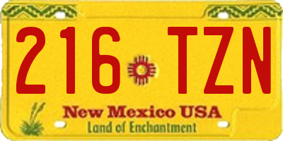 NM license plate 216TZN