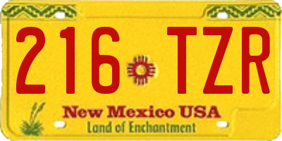 NM license plate 216TZR