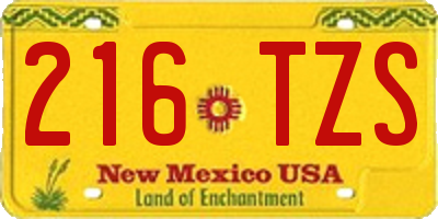 NM license plate 216TZS