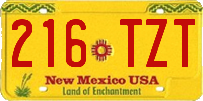 NM license plate 216TZT