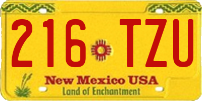 NM license plate 216TZU