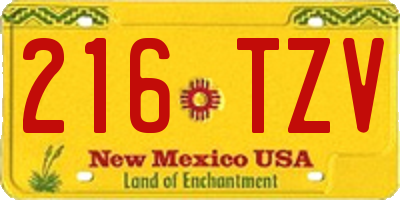 NM license plate 216TZV