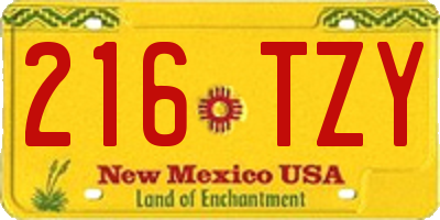 NM license plate 216TZY