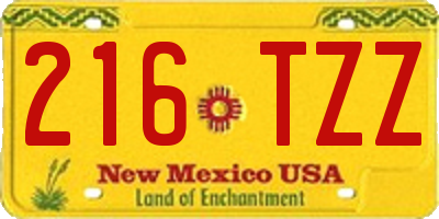 NM license plate 216TZZ